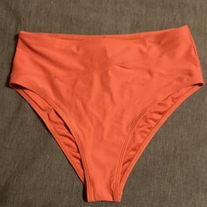 Cupshe cheeky high rise bikini bottoms orange rust large